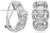 WIDE .27CT DIAMOND 18KT WHITE GOLD 3D MATTE & SHINY FLORAL CRISS CROSS EARRINGS