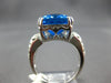 EXTRA LARGE 12.0CT DIAMOND & AAA BLUE TOPAZ 14KT WHITE GOLD CUSHION & ROUND RING