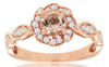 .77CT DIAMOND & AAA MORGANITE 14KT ROSE GOLD 3D FLOWER FILIGREE ENGAGEMENT RING