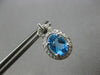 2.96CT DIAMOND & AAA BLUE TOPAZ 14KT WHITE GOLD OVAL & ROUND 3D HANGING EARRINGS
