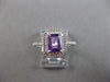 1.12CT DIAMOND & AAA AMETHYST 14KT WHITE GOLD EMERALD CUT & ROUND HALO LOVE RING
