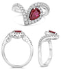 1.17CT DIAMOND & AAA RUBY PLATINUM PEAR SHAPE & ROUND FILIGREE INSERT FUN RING