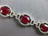 WIDE & LONG 19.22CT DIAMOND & AAA RUBY 14K WHITE GOLD OVAL TENNIS BRACELET 27516