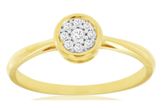 ESTATE .09CT DIAMOND 14KT YELLOW GOLD 3D CLUSTER FLOWER CLASSIC BEZEL FUN RING