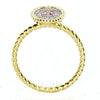 ESTATE .27CT WHITE & PINK DIAMOND 14K TRI COLOR GOLD 3D PAVE OVAL ROPE LOVE RING