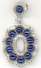 1.84CT DIAMOND & AAA SAPPHIRE 14KT WHITE GOLD CABOCHON & ROUND FLOATING PENDANT
