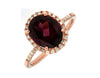 3.21CT DIAMOND & AAA RHODOLITE 14KT ROSE GOLD OVAL & ROUND HALO ENGAGEMENT RING