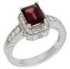 1.86CT DIAMOND & AAA RHODOLITE 14KT WHITE GOLD EMERALD CUT HALO ENGAGEMENT RING