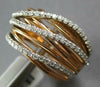 LARGE .64CT DIAMOND 14K WHITE & ROSE GOLD MULTI ROW CRISS CROSS TRIPLE WAVE RING