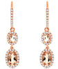 1.45CT DIAMOND & AAA MORGANITE 14KT ROSE GOLD 3D OVAL & ROUND HANGING EARRINGS