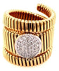 ESTATE LARGE .32CT DIAMOND 18K 2 TONE GOLD CLASSIC CIRCULAR PAVE COBRA LOVE RING