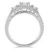 1.33CT DIAMOND 14KT WHITE GOLD 3 STONE HALO PAST PRESENT FUTURE ANNIVERSARY RING