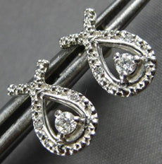 ESTATE .12CT DIAMOND 14K WHITE GOLD 3D CLASSIC SOLITAIRE TEAR DROP STUD EARRINGS