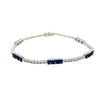 3.5CT DIAMOND & AAA SAPPHIRE 18KT WHITE GOLD 3 STONE BY THE YARD TENNIS BRACELET