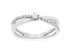 ESTATE .19CT DIAMOND 14KT WHITE GOLD 3D SOLITAIRE CRISS CROSS INFINITY LOVE RING