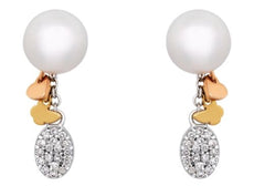 .21CT DIAMOND & AAA SOUTH SEA PEARL 18KT TRI COLOR GOLD BUTTERFLY EARRINGS