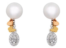 .21CT DIAMOND & AAA SOUTH SEA PEARL 18KT TRI COLOR GOLD BUTTERFLY EARRINGS