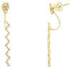 ESTATE .27CT DIAMOND 14KT YELLOW GOLD ROUND CLASSIC ZIG ZAG FUN HANGING EARRINGS
