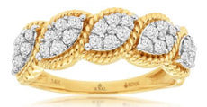 .50CT DIAMOND 14KT YELLOW GOLD 3D ROUND MULTI LEAF INFINITY FILIGREE LOVE RING