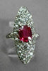ANTIQUE MASSIVE 2.85CT OLD MINE DIAMOND & AAA RUBY PLATINUM COCKTAIL RING #23774