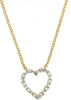 ESTATE .25CT DIAMOND 14KT YELLOW GOLD ROUND & BAGUETTE OPEN HEART LOVE NECKLACE
