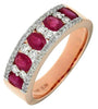 1.39CT DIAMOND & AAA RUBY 14KT ROSE GOLD OVAL & ROUND 5 STONE ANNIVERSARY RING