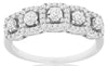 ESTATE .34CT DIAMOND 14K WHITE GOLD 3D ROUND 5 STONE SQUARE FUN ANNIVERSARY RING