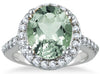 5.48CT DIAMOND & AAA GREEN AMETHYST 14KT WHITE GOLD OVAL & ROUND HALO FUN RING