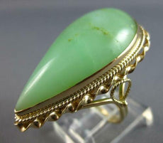 ANTIQUE EXTRA LARGE AAA JADE 14K YELLOW GOLD PEAR SHAPE FILIGREE FUN RING #27610
