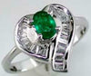 .83CT DIAMOND & AAA EMERALD 14KT WHITE GOLD 3D OVAL & BAGUETTE HEART SHAPE RING