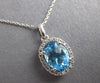 1.67CT DIAMOND & AAA BLUE TOPAZ 14KT WHITE GOLD 3D OVAL & ROUND FLOATING PENDANT