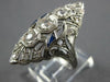 ANTIQUE LARGE ART DECO .71CT OLD MINE DIAMOND & AAA SAPPHIRE PLATINUM RING 27762