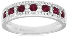 .86CT DIAMOND & AAA RUBY 14KT WHITE GOLD SQUARE CHANNEL 7 STONE ANNIVERSARY RING
