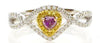 .48CT WHITE PINK & FANCY YELLOW DIAMOND 18KT TRI COLOR GOLD INFINITY HEART RING