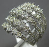 ESTATE EXTRA LARGE 2.76CT DIAMOND 14K WHITE GOLD MULTI ROW CLUSTER FUN LOVE RING