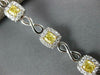 4.69CT WHITE & FANCY YELLOW DIAMOND 18K 2 TONE GOLD CUSHION HALO TENNIS BRACELET