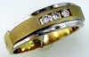 ESTATE .18CT DIAMOND 14KT 2 TONE GOLD 3D ROUND 3 STONE MATTE & SHINY UNISEX RING