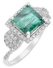 2.67CT DIAMOND & AAA EMERALD 14KT WHITE GOLD 3D SQUARE & ROUND ENGAGEMENT RING