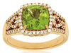 LARGE 2.45CT DIAMOND & AAA PERIDOT 14K YELLOW GOLD FILIGREE HALO ENGAGEMENT RING