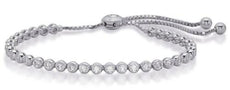 .92CT DIAMOND 14KT WHITE GOLD 3D CLASSIC BEZEL ROUND ADJUSTABLE TENNIS BRACELET