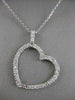 ANTIQUE .65CTW DIAMOND HANGING OPEN HEART 14K WHITE GOLD PENDANT + CHAIN #13026