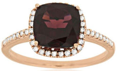 2.78CT DIAMOND & AAA RHODOLITE 14KT ROSE GOLD CUSHION HALO FRIENDSHIP LOVE RING