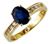 1.18CT DIAMOND & AAA SAPPHIRE 14KT YELLOW GOLD OVAL & ROUND FRIENDSHIP LOVE RING