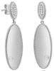 LARGE .14CT DIAMOND 14KT WHITE GOLD CLUSTER DOUBLE OVAL ETOILE HANGING EARRINGS