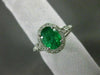 ESTATE WIDE 1.51CT DIAMOND & AAA EMERALD 14K WHITE GOLD 3D HALO ENGAGEMENT RING