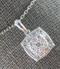.43CT DIAMOND 14KT WHITE GOLD ROUND & BAGUETTE CLUSTER FILIGREE FLOATING PENDANT