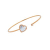 2.52CT DIAMOND & AAA MOTHER OF PEARL 18KT ROSE GOLD HEART SHAPE BANGLE BRACELET