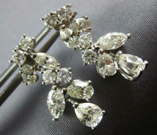 ESTATE 3.65CT DIAMOND 14KT WHITE GOLD 3D MULTI SHAPE TEAR DROP HANGING EARRINGS