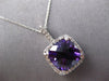 LARGE 3.67CT DIAMOND & AAA AMETHYST 14KT WHITE GOLD CUSHION & ROUND HALO PENDANT