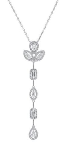.70CT DIAMOND 14KT WHITE GOLD MULTI SHAPE FLORAL TEAR DROP LOVE FLOATING PENDANT